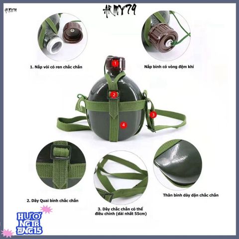 Bình Nhôm Xanh Cổ Điển 1,2L Thể Thao - Bền Bỉ, An Toàn & Dễ Mang Theo Với Dây Đeo Tiện Lợi Cho Dân Phượt