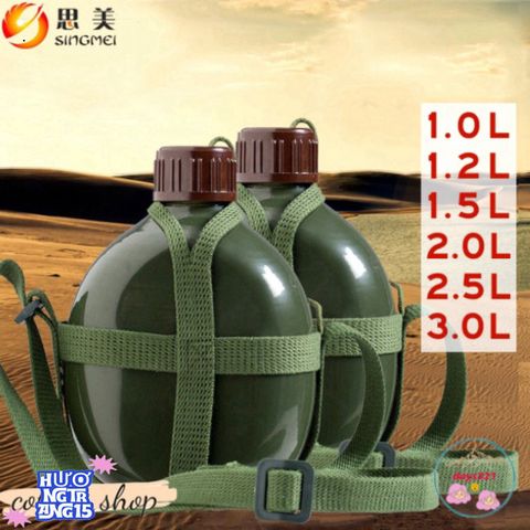 Bình Tông Nhôm Cổ Điển 1L-3L - Bình Bi Đông Duy Nhất Cho Nước và Rượu Trong Chuyến Phiêu Lưu Ngoài Trời