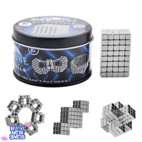 Bucky Cubes - Bộ Nam Châm 216 Viên 5mm Hình Vuông Màu Bạc Trong Hộp Nhôm Sang Trọng - Đồ Chơi Xếp Hình Sáng Tạo và Giải Tỏa Căng Thẳng