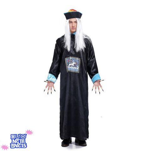 Bạch Vô Thường Halloween Costume - Bộ Trang Phục Thầy Pháp Bao Gồm Mặt Nạ và Tóc Giả - Trang Phục Độc Đáo Cho Tiệc Hóa Trang