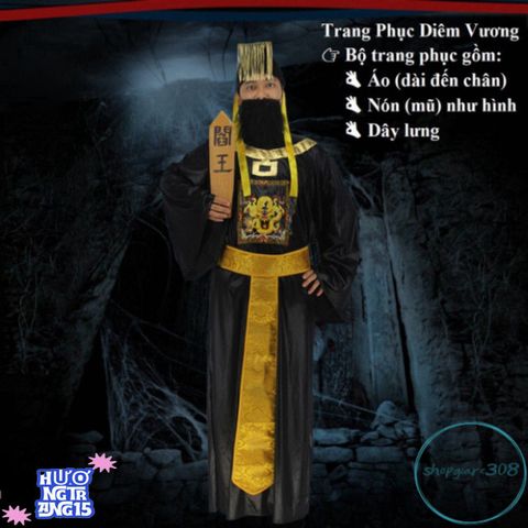 Bộ đồ hóa trang Halloween Cương Thi Ma Quái - Trang phục Diêm Vương & Pháp Sư cho người lớn - Đồ hóa trang độc đáo ấn tượng!