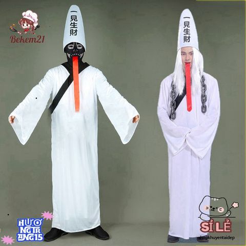Trang phục Halloween Diêm Vương Hắc Bạch Vô Thường Dành Cho Người Lớn - Bộ Hóa Trang Cương Thi Pháp Sư Đầy Ma Quái