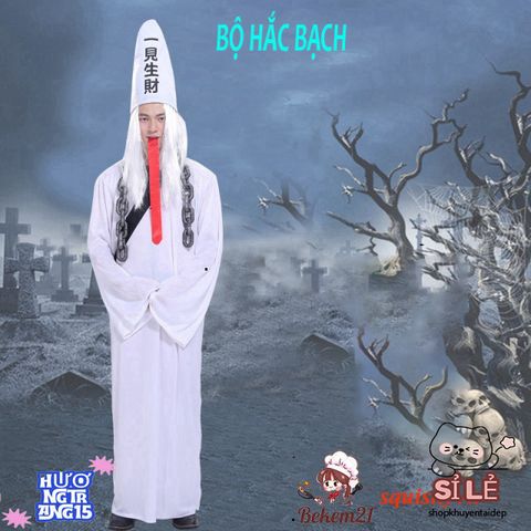 Trang phục Halloween Diêm Vương Hắc Bạch Vô Thường Dành Cho Người Lớn - Bộ Hóa Trang Cương Thi Pháp Sư Đầy Ma Quái