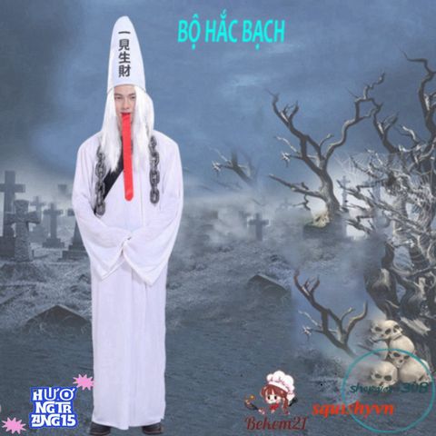 Bộ Trang Phục Halloween Hắc Bạch Vô Thường và Diêm Vương Dành Cho Người Lớn - Thời Trang Hóa Trang Ma Quái, Độc Đáo và Hấp Dẫn
