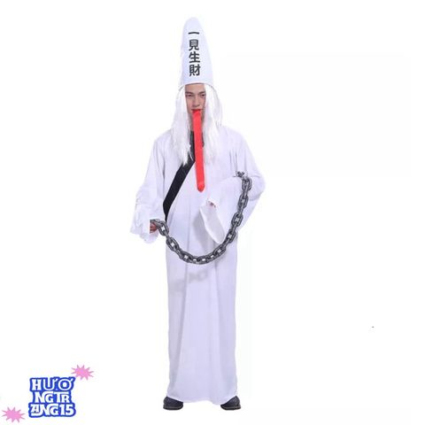 Bộ Trang Phục Halloween Ma Vô Thường Trắng Dành Cho Người Lớn - Huyền Bí và Ấn Tượng Cho Tiệc Hóa Trang
