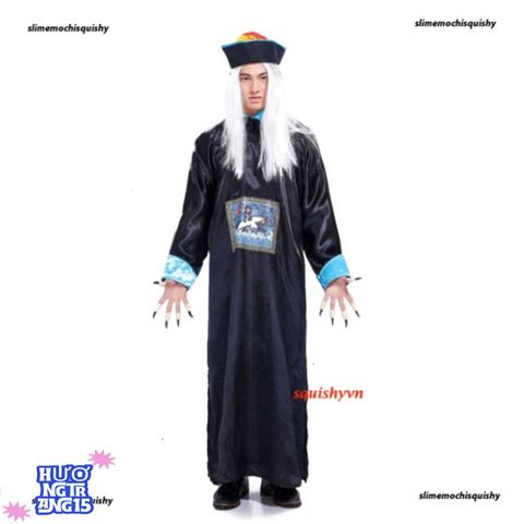 Trang phục Halloween Thần Chết Hắc Bạch Vô Thường - Áo choàng, mũ và găng tay bí ẩn cho bữa tiệc hóa trang ấn tượng