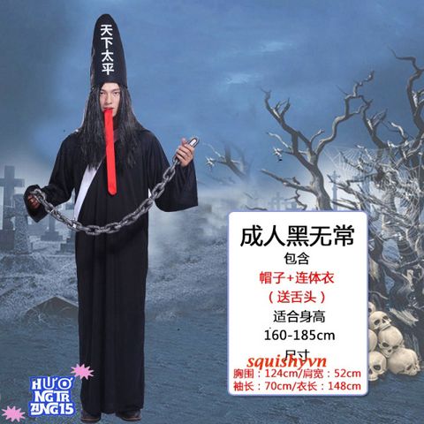 Bộ Trang Phục Halloween Kinh Dị Hắc Bạch - Thần Chết Áo Choàng và Phụ Kiện Ma Quái - Đồ Hóa Trang Cosplay ấn Tượng