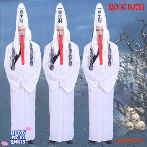 Bộ Trang Phục Halloween Kinh Dị Hắc Bạch - Thần Chết Áo Choàng và Phụ Kiện Ma Quái - Đồ Hóa Trang Cosplay ấn Tượng