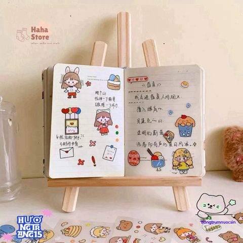 Set Sticker Vuông Dễ Thương - Bộ Trang Trí Sổ Tay, Laptop & Điện Thoại, Hình Nhân Vật Hoạt Hình Cute, Món Quà Nhỏ Xinh