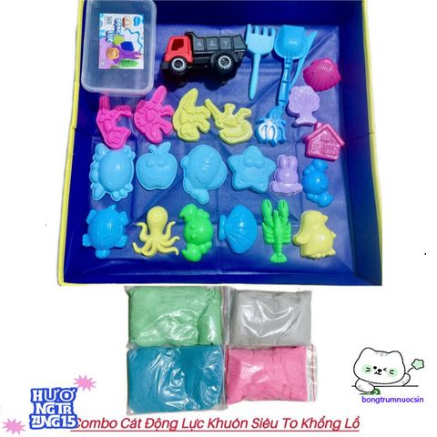 Combo Cát Động Lực 2kg - Bộ Đồ Chơi Siêu Đỉnh với Khuôn Khổng Lồ, Phao Vải và Phụ Kiện Đầy Đủ cho Bé Sáng Tạo và Vui Chơi