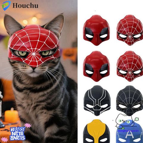 Mặt nạ Người Nhện Marvel 3D cho thú cưng - Phụ kiện Halloween độc đáo, hóa trang siêu anh hùng dễ thương.