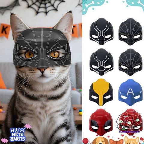 Mặt nạ Người Nhện Marvel 3D cho thú cưng - Phụ kiện Halloween độc đáo, hóa trang siêu anh hùng dễ thương.