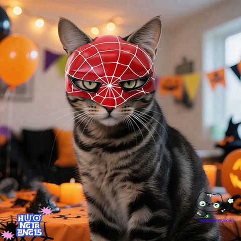 Mặt nạ Người Nhện Marvel 3D cho thú cưng - Phụ kiện Halloween độc đáo, hóa trang siêu anh hùng dễ thương.