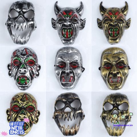 Khẩu Trang Đầu Lâu Vàng Ánh Kim - Mặt Nạ Hóa Trang Halloween Độc Đáo, Phụ Kiện Tiệm Cắt Tóc Nổi Bật