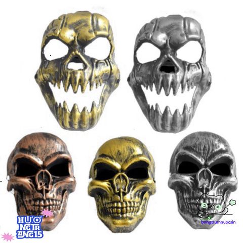 Khẩu Trang Đầu Lâu Vàng Ánh Kim - Mặt Nạ Hóa Trang Halloween Độc Đáo, Phụ Kiện Tiệm Cắt Tóc Nổi Bật
