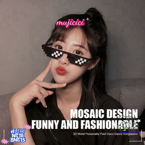 Kính Mát Punk Mosaic Thug Life - Kính Chống UV400, Thiết Kế Độc Đáo, Phong Cách Disco Cá Tính, Hoàn Hảo Cho Tiệc Tùng và Du Lịch