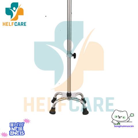 Gậy Chống Bốn Chân Inox HelpCare - Điều Chỉnh Chiều Cao 80-98 cm Dành Cho Người Cao Tuổi và Người Khuyết Tật