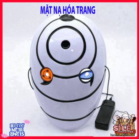 Khẩu trang phát sáng Naruto Sharingan - Kính cosplay Tobi Uchiha Obito, quà tặng độc đáo cho fan anime, sự kiện Halloween, cosplay