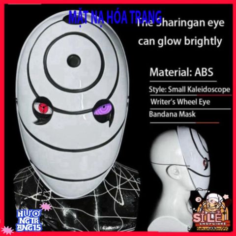 Khẩu trang phát sáng Naruto Sharingan - Kính cosplay Tobi Uchiha Obito, quà tặng độc đáo cho fan anime, sự kiện Halloween, cosplay