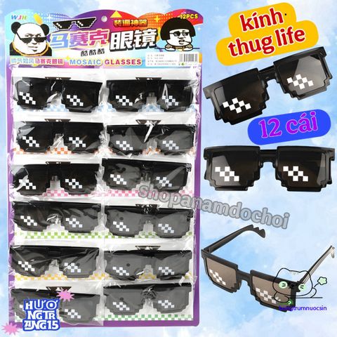 Gói 12 Kính Thug Life Đen - Phụ Kiện Cool Ngầu Cho Trẻ Em - Kính Đen Phong Cách Thời Trang