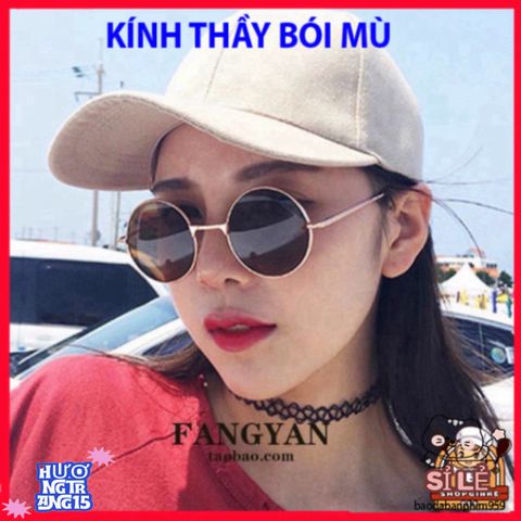 Kính Mát Tròn Thời Thượng Gọng Đen Vàng - Phong Cách Nobita Hợp Thời Trang Cho Bạn Trẻ - Kính Chống UV 0 Độ