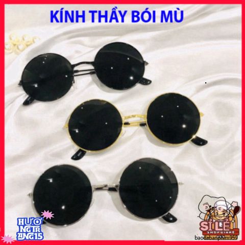 Kính Mát Tròn Thời Thượng Gọng Đen Vàng - Phong Cách Nobita Hợp Thời Trang Cho Bạn Trẻ - Kính Chống UV 0 Độ