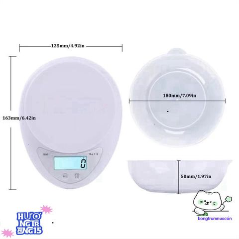 Cân Điện Tử Mini B05 - Cân Bánh Chính Xác 1g-5Kg với Màn Hình LCD - Tặng 2 Pin AAA - Dụng Cụ Nhà Bếp Tiện Lợi