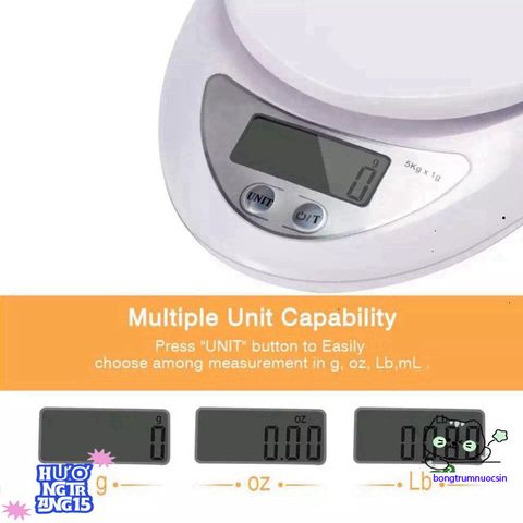 Cân Điện Tử Mini B05 - Cân Bánh Chính Xác 1g-5Kg với Màn Hình LCD - Tặng 2 Pin AAA - Dụng Cụ Nhà Bếp Tiện Lợi