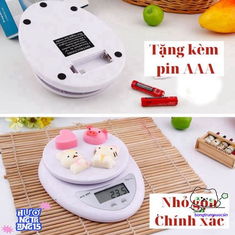 Cân Điện Tử Mini WH-B05 - Cân Làm Bánh Chính Xác 1-5kg, Kèm 2 Pin AA Thông Minh, Dễ Dàng Sử Dụng Tại Nhà Bếp