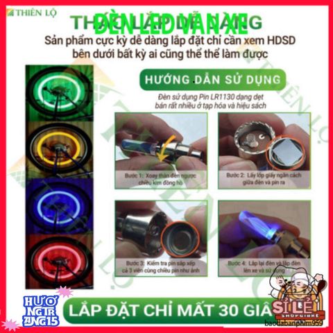 Bộ 2 Đèn LED Trang Trí Nắp Van Bánh Xe Ô Tô, Xe Máy, Xe Đạp - Ánh Sáng Rực Rỡ, Tự Động Bật Khi Di Chuyển