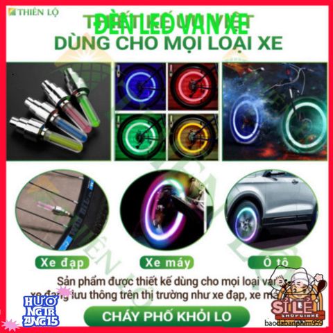 Bộ 2 Đèn LED Trang Trí Nắp Van Bánh Xe Ô Tô, Xe Máy, Xe Đạp - Ánh Sáng Rực Rỡ, Tự Động Bật Khi Di Chuyển