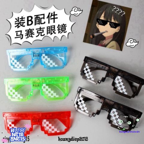 Kính Mắt LED 6 Chấm MINECRAFT Thuglife - Kính Phát Sáng Rực Rỡ, Kiểu Dáng Độc Đáo Dành Cho Fan Game