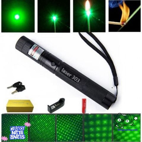 Đèn Laser 303 Độ Sáng Cao - Chiếu Xa 3 Km, Chống Nước, Thích Hợp Dùng Trong Du Lịch, Trình Chiếu, Công Trình, Với Pin Sạc Đi Kèm