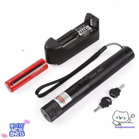 Đèn Laser 303 Độ Sáng Cao - Chiếu Xa 3 Km, Chống Nước, Thích Hợp Dùng Trong Du Lịch, Trình Chiếu, Công Trình, Với Pin Sạc Đi Kèm