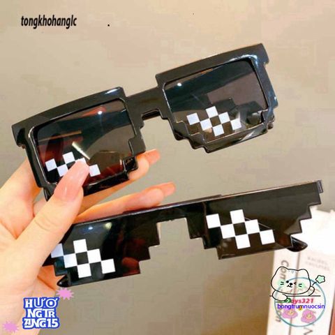Kính Thug Life Mosaic Pixelated - Kính Mát Hip Hop Độc Lạ UV400 Dành Cho Nam Nữ, Phong Cách Thời Trang ấn Tượng