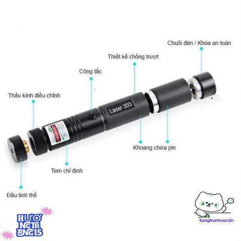Bút Laser 303 - Chiếu Ánh Sáng Xanh Mạnh Mẽ 100mW, An Toàn, Đa Chức Năng Cho Giảng Dạy và Giải Trí, Thích Hợp Du Lịch và Thiên Văn Học