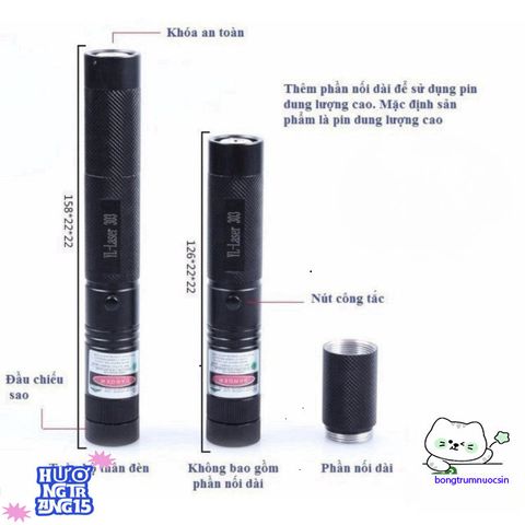 Bút Laser 303 - Chiếu Ánh Sáng Xanh Mạnh Mẽ 100mW, An Toàn, Đa Chức Năng Cho Giảng Dạy và Giải Trí, Thích Hợp Du Lịch và Thiên Văn Học