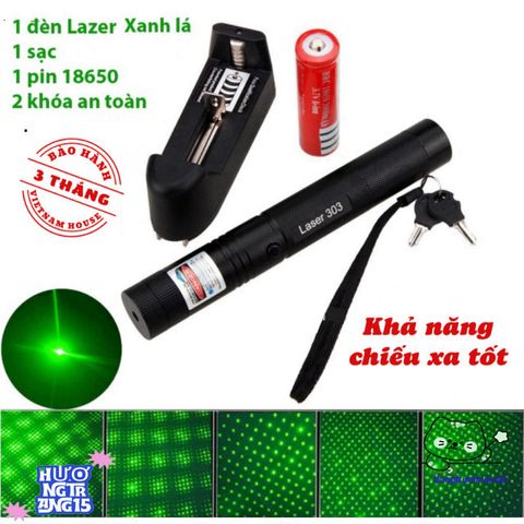 Đèn Pin Laser 303 Siêu Bền - Ánh Sáng Xanh/Đỏ Chiếu Xa 2Km, Tặng Kèm Pin & Bộ Sạc, Dụng Cụ Tiện Ích Độc Đáo cho Du Lịch và Thuyết Trình