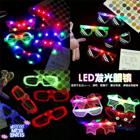 Kính LED Phát Sáng Nhiều Màu - Phụ Kiện Thời Trang Tuyệt Vời Cho Tiệc Sinh Nhật, Bar, và Sự Kiện Giải Trí