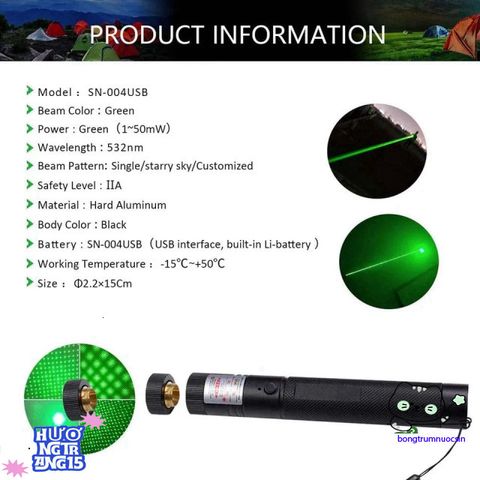 Bút Laser 303 Đèn Laze Xanh Lá - Đèn Học Tập và Giải Trí với Sạc USB-C Nhanh, Chiếu Tia Xa 1.5-2km
