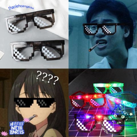 Kính mát gọng vuông Thug Life với đèn LED sành điệu - Phụ kiện thời trang hip hop cho nam nữ, hot trend 2021