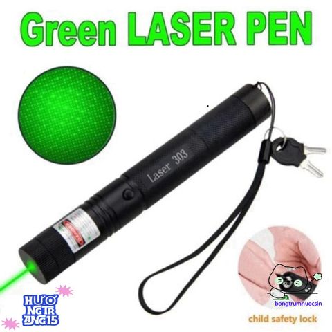Bút Laze Xanh 303 Siêu Sáng - Laser Công Suất Lớn Chiếu Xa 3km, Tặng Pin và Sạc USB, Món Quà Lý Tưởng cho Người Yêu Khoa Học