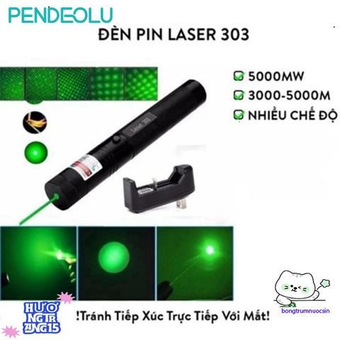Đèn Pin Laser 303 Siêu Sáng Tia Xanh/Đỏ - Đèn Pin Công Suất Lớn Có Thể Sạc USB, Phạm Vi Chiếu Xa, Tặng Kèm Pin & Sạc