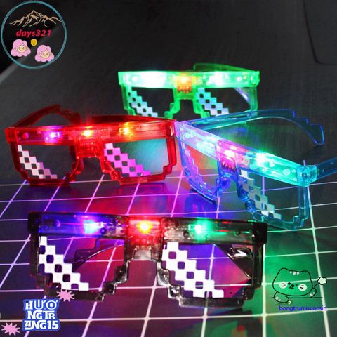 Kính Mát LED Phát Sáng Thug Life - Kính Không Viền Hình Vuông Thời Trang Hip Hop Cho Nam Nữ, Hot Trend 2021