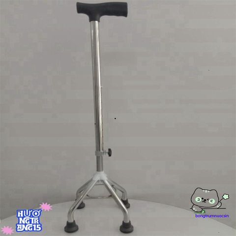 Gậy Batoong INOX 4 Chân Điều Chỉnh - Hỗ Trợ Di Chuyển An Toàn Cho Người Già, Người Ốm, Khuyết Tật