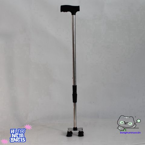 Gậy Batoong INOX 4 Chân Điều Chỉnh - Hỗ Trợ Di Chuyển An Toàn Cho Người Già, Người Ốm, Khuyết Tật