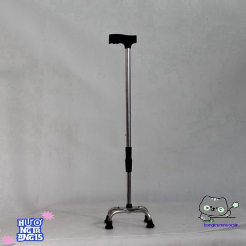 Gậy Batoong INOX 4 Chân Điều Chỉnh - Hỗ Trợ Di Chuyển An Toàn Cho Người Già, Người Ốm, Khuyết Tật