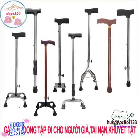 Gậy 4 Chân Điều Chỉnh Cao Thấp Inox Bền Vững - Giải Pháp An Toàn Cho Người Già và Khuyết Tật Tập Đi