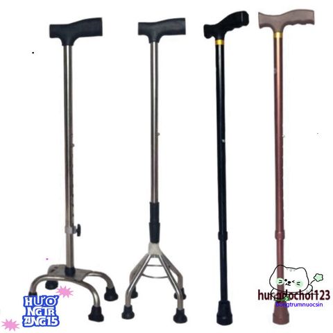 Gậy 4 Chân Điều Chỉnh Cao Thấp Inox Bền Vững - Giải Pháp An Toàn Cho Người Già và Khuyết Tật Tập Đi