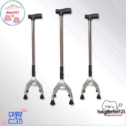 Gậy 4 Chân Điều Chỉnh Cao Thấp Inox Bền Vững - Giải Pháp An Toàn Cho Người Già và Khuyết Tật Tập Đi